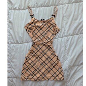 O-mighty Logo Check Cami Tank Mini Dress